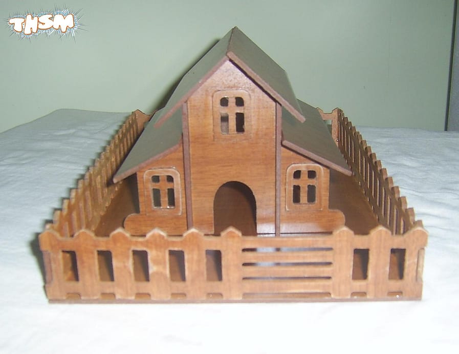 Laser Cut Home with Fence DXF File