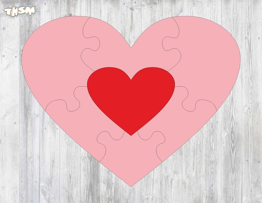 Laser Cut Heart Puzzle Template Free Vector