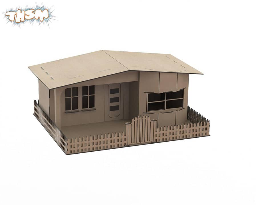 Laser Cut Wooden House Template Free Vector