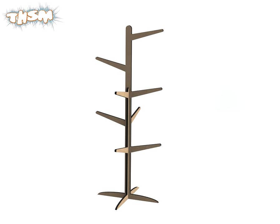 Wooden Clothes and Hat Floor Rack Hooks DXF File