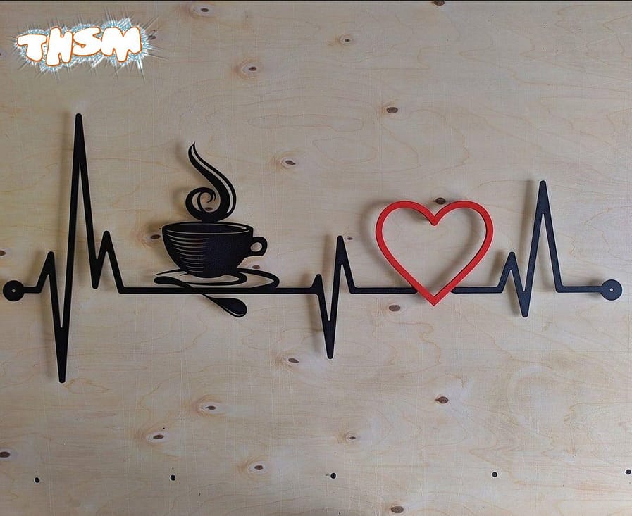 Laser Cut Coffee Cardio Wall Decor Free Vector