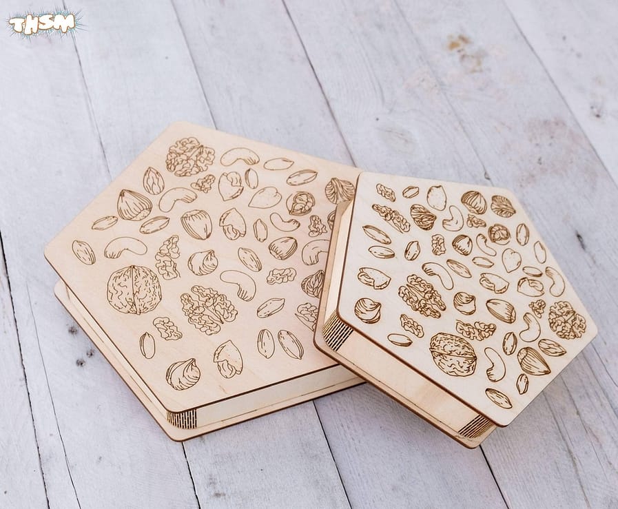Laser Engraving For Nuts Wooden Gift Box Free Vector