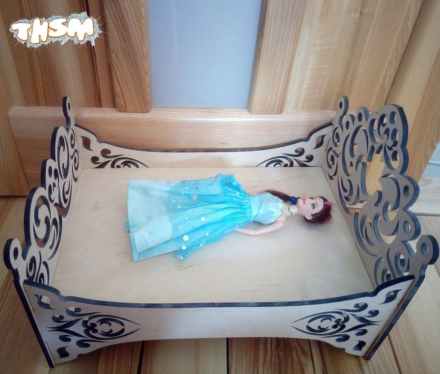 Laser Cut Wooden Barbie Doll Bed Free Vector