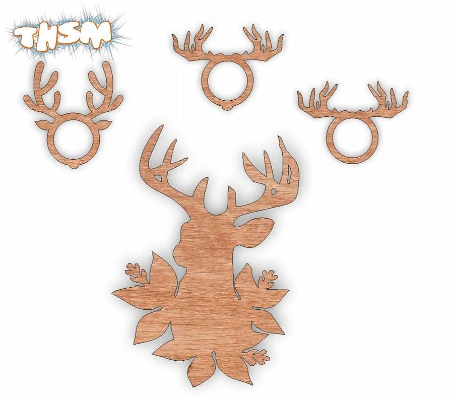 Laser Cut Wooden Reindeer Napkin Rings Free Vector