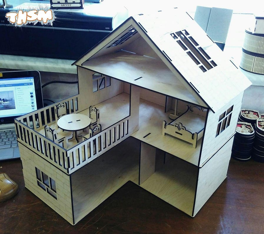 Laser Cut Wooden Dollhouse For Kids DXF File