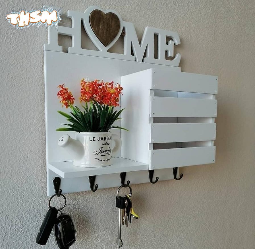 Laser Cut Keys Hanger With Wall Shelf And Mail Holder Free Vector