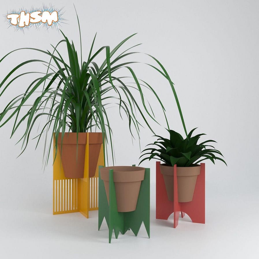 Laser Cut Decorative Plant Stands Free Vector