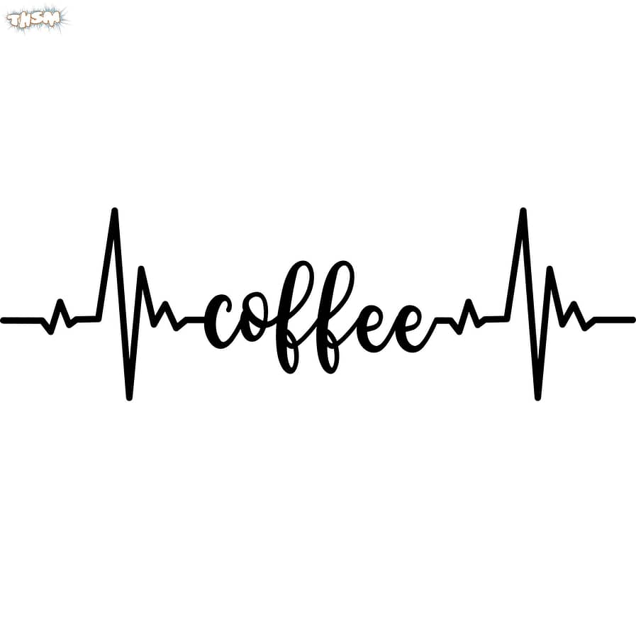 Laser Cut Engraved Coffee Heartbeat Wall Art DXF File