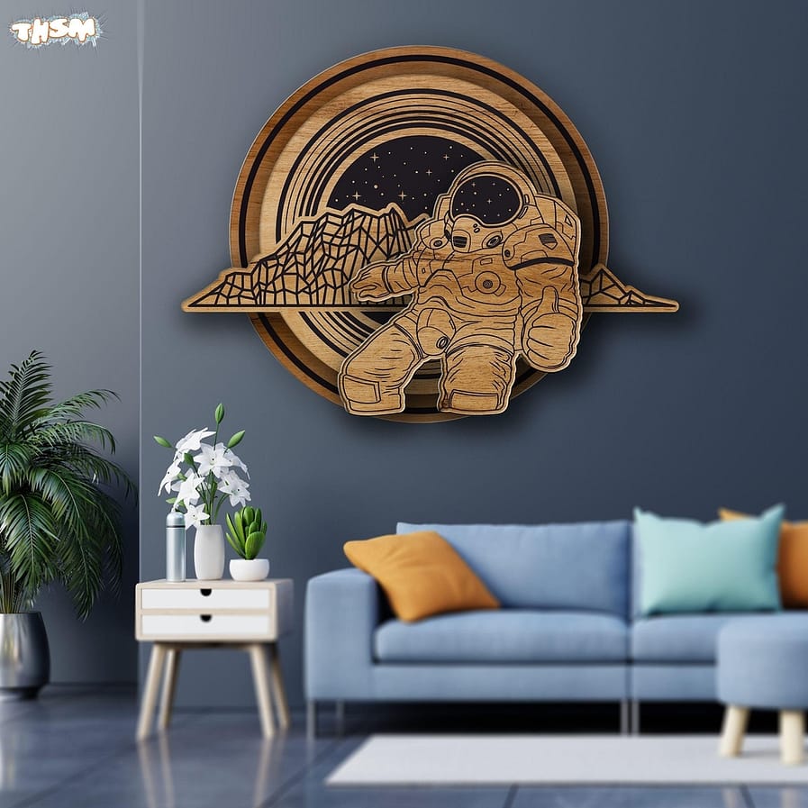 Laser Cut Engraved Space Wall Art Cosmos Theme Wall Decor Man In Space Art Free Vector