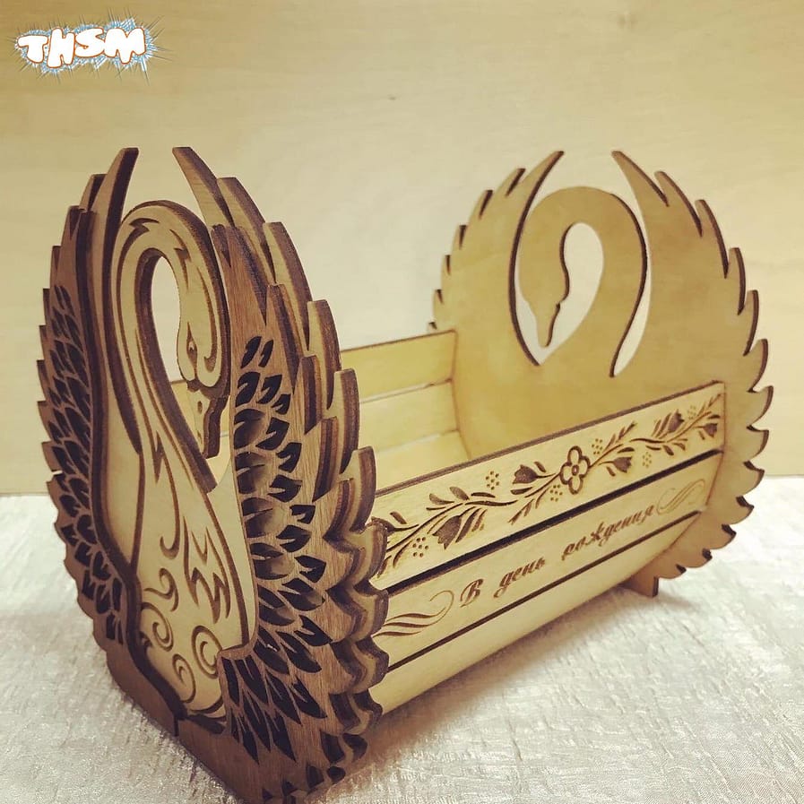 Laser Cut Swan Candy Bowl 4mm Free Vector