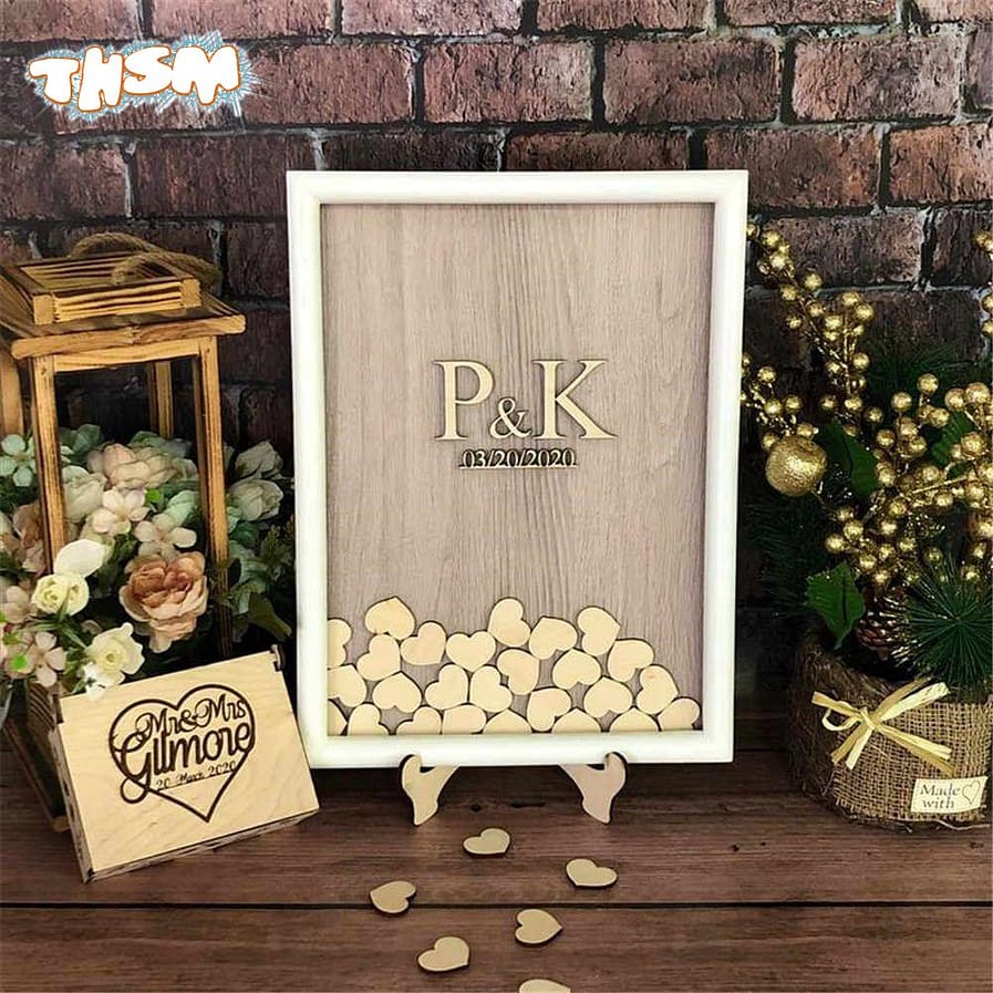Laser Cut Wedding Guest Book Drop Box With Hearts Free Vector