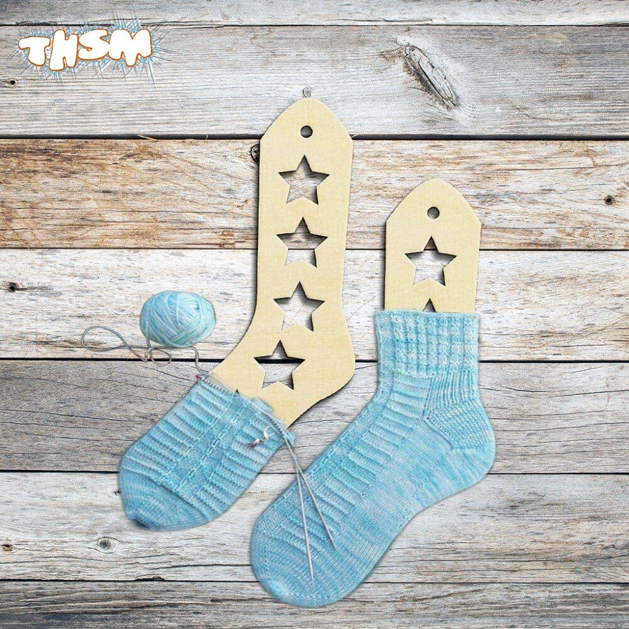 Laser Cut Wooden Sock Blockers With Stars Free Vector