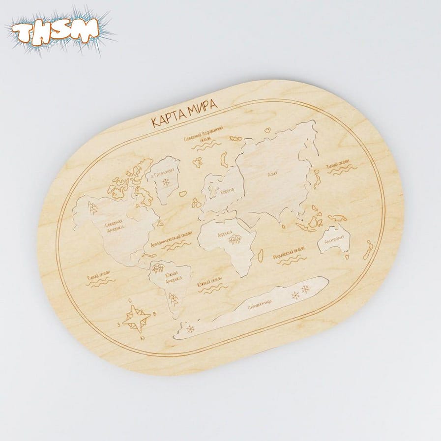 Laser Cut World Map Peg Jigsaw Puzzle Toy Free Vector