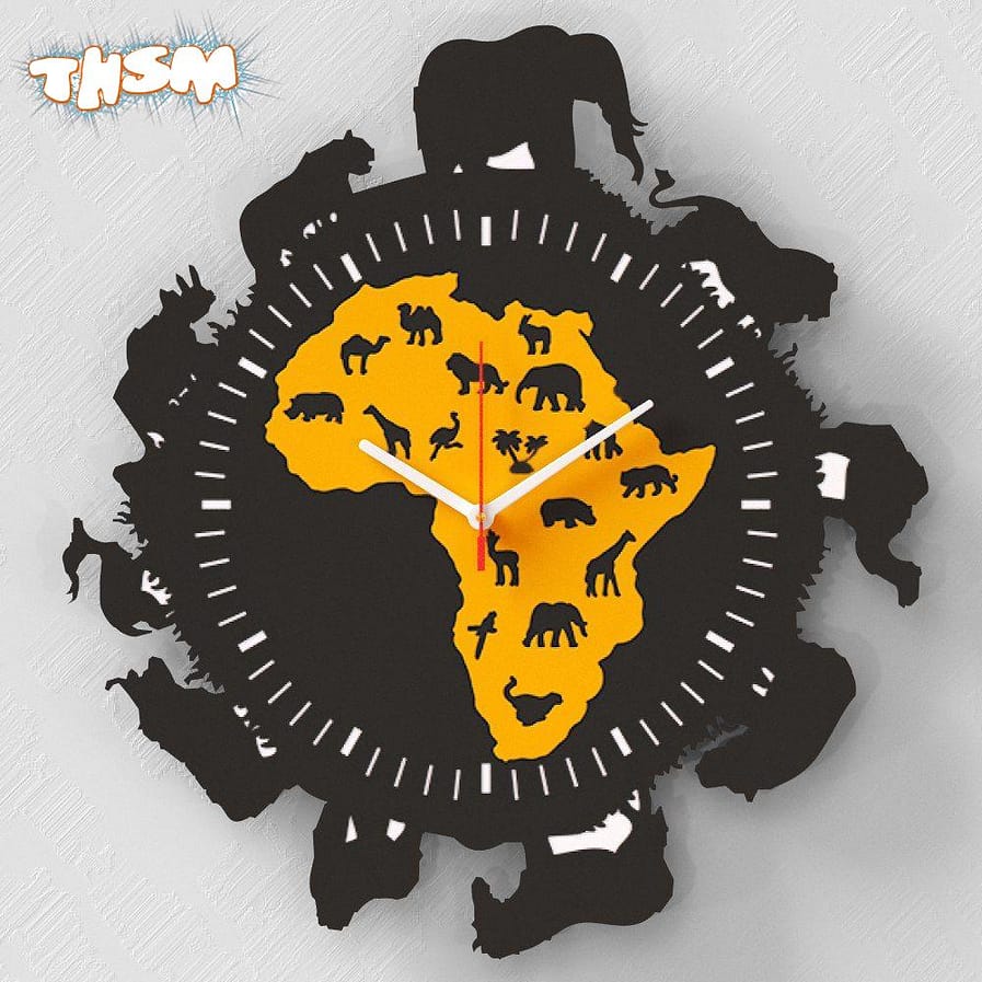 Laser Cut Africa Wall Clock Free Vector cdr Download - 3axis.co