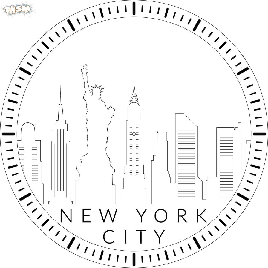 Laser Cut New York Cityscape Clock DXF File