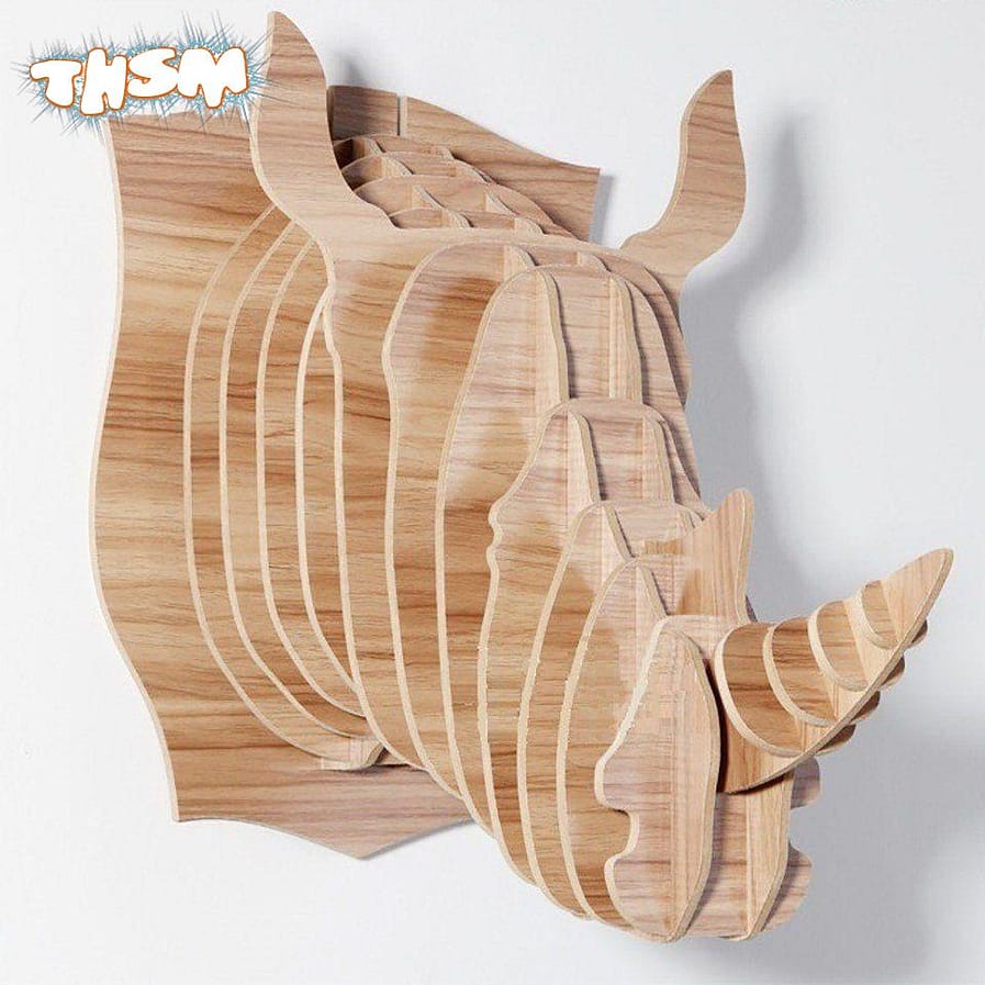 Laser Cut Rhino Head Trophy 3D Animal Head Free Vector cdr Download - 3axis.co