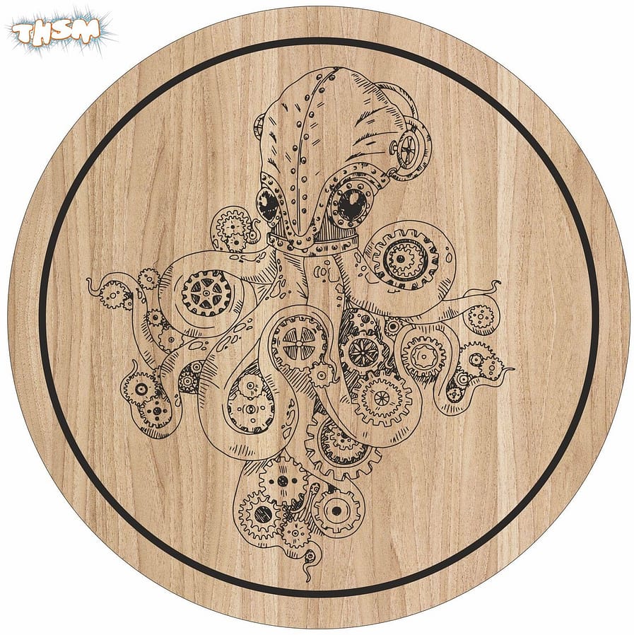 Laser Engraving Octopus Art For Cutting Board Free Vector