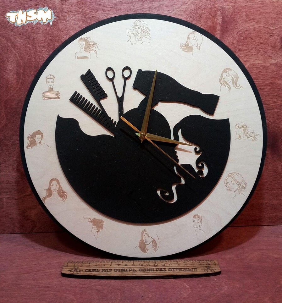 Laser Cut Beauty Salon Wall Clock Free Vector cdr Download - 3axis.co