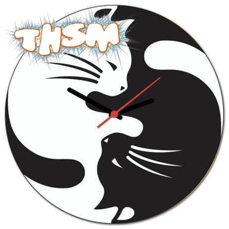 Laser Cut Yin Yang Cats Wall Clock Free Vector