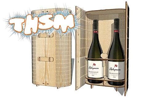 Laser Cut Double Wine Box Wooden Two Bottle Wine Gift Box 3mm Plywood Free Vector