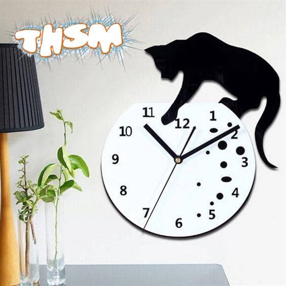 Naughty Cat Wall Clock Laser Cut Free Vector cdr Download - 3axis.co