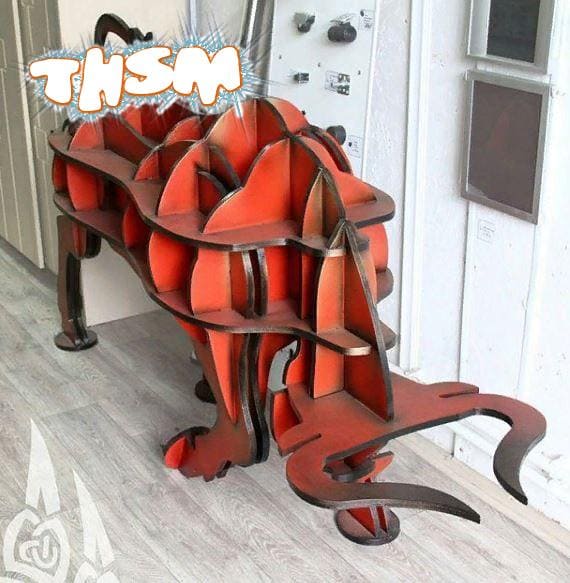 Laser Cut 3D Bull Shelf 4mm DXF File Free Download - 3axis.co