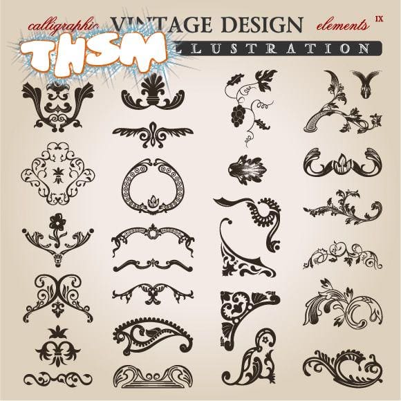 Calligraphic Vintage Design Elements (.eps) Free Vector Download - 3axis.co
