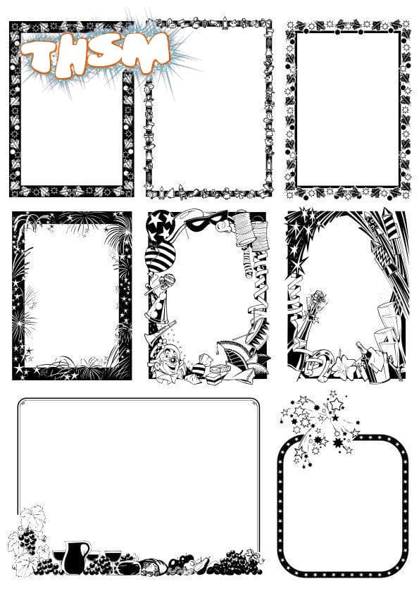 Black and white Border Frame with Floral Patterns Free Vector cdr Download - 3axis.co