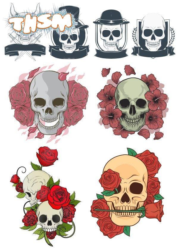 Creative hand-painted skull print pattern Free Vector cdr Download - 3axis.co