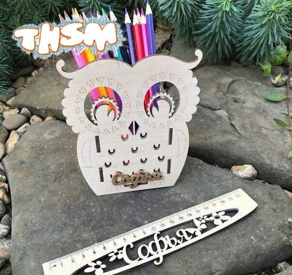 Owl Desk Organizer Pencil Holder DXF File Free Download - 3axis.co