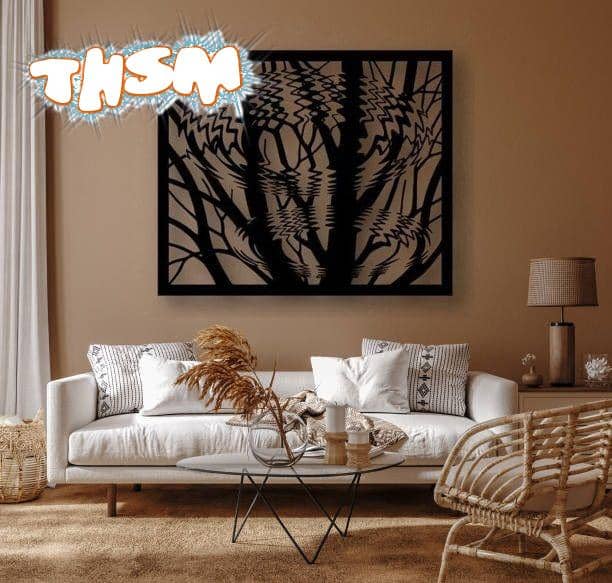 Laser Cut Decorative Trees Reflection Wall Panel Free Vector
