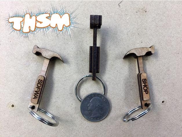 Laser Cut Hammer Keychain Free Vector cdr Download - 3axis.co