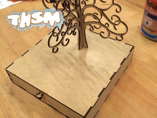 Laser Cutting Jewelry box with earring tree PDF File Free Download - 3axis.co