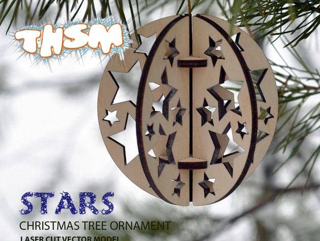 Stars. Christmas tree ball ornament DXF File Free Download - 3axis.co