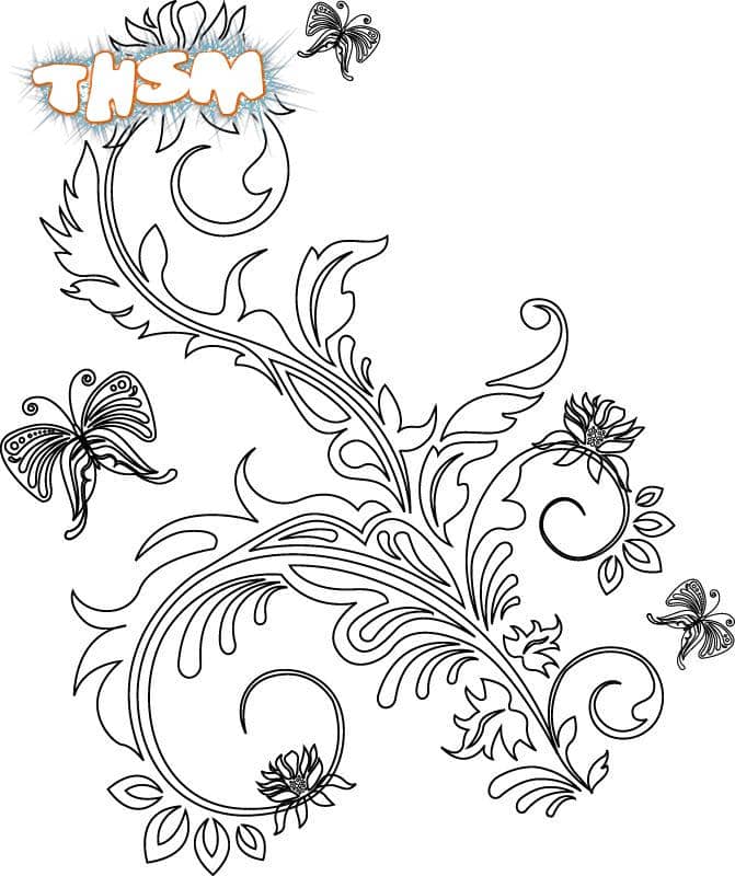 Vector Floral Line Art (.eps) Free Vector Download - 3axis.co