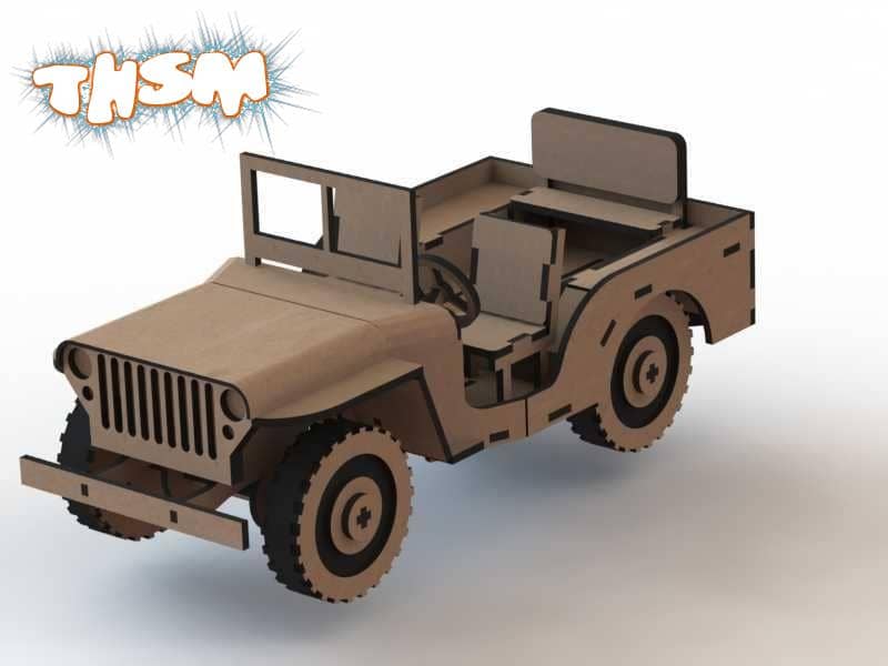 Jeep 3D Wooden Puzzle Laser Cut Free Vector cdr Download - 3axis.co