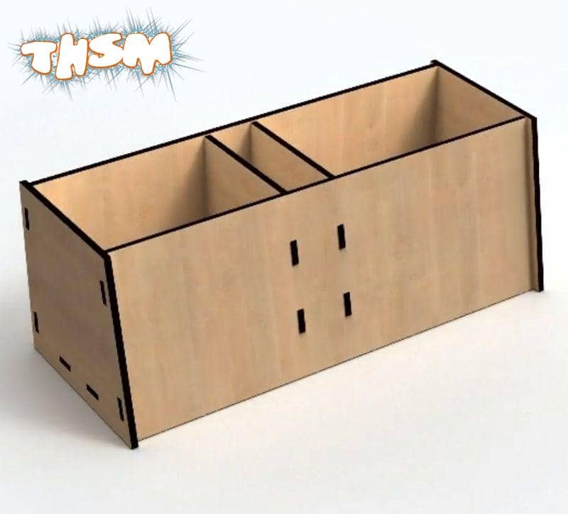 Laser Cut Wooden Simple Desk Organizer Storage Box 3mm Free Vector