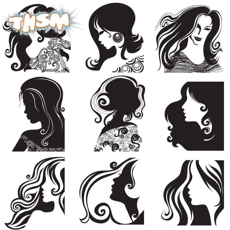 Women Hairstyle Silhouettes (.eps) Free Vector Download - 3axis.co