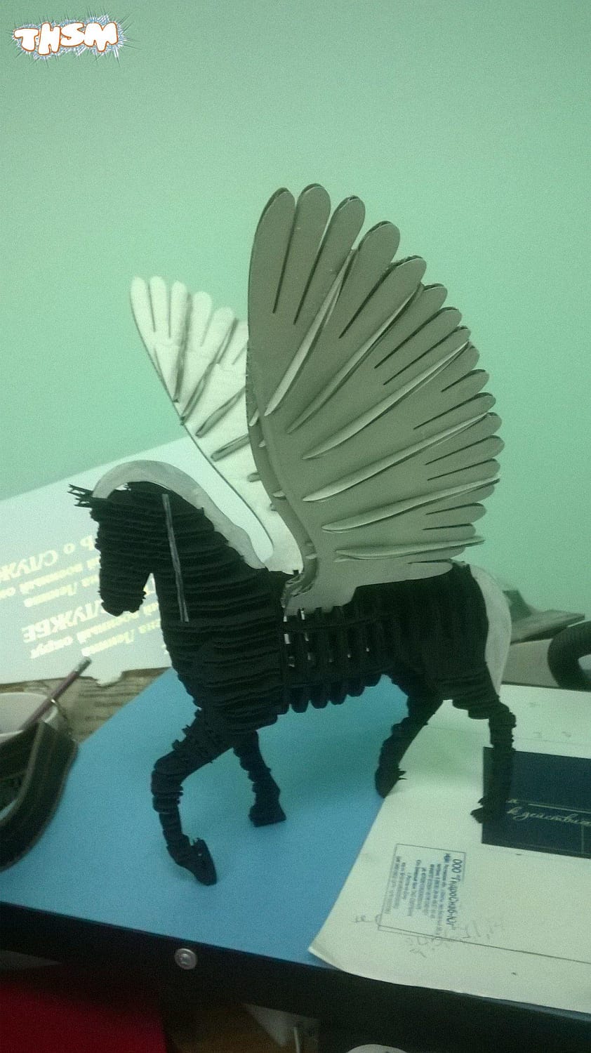 Winged Horse 3D Puzzle Free Vector cdr Download - 3axis.co