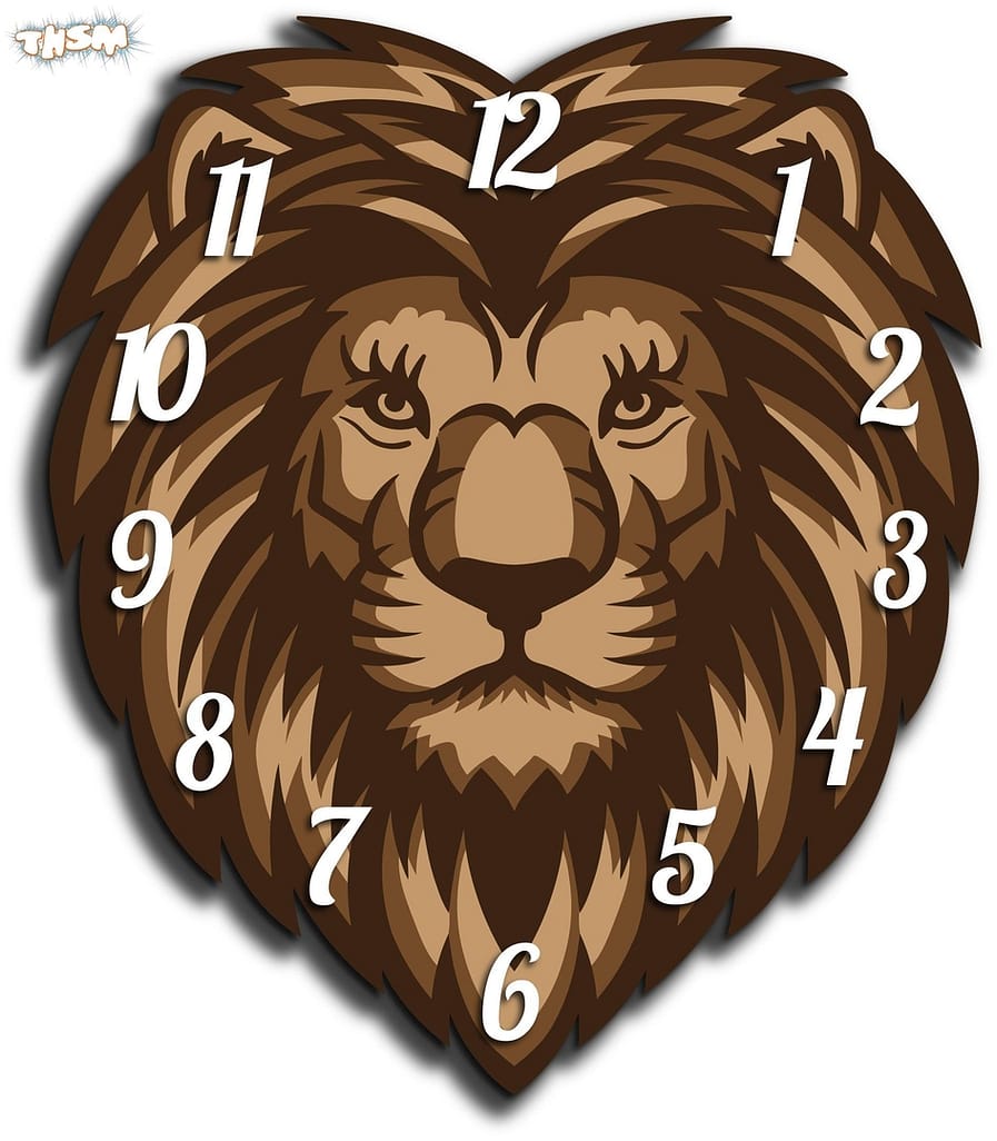 Laser Cut Lion Head Wall Clock Template Free Vector cdr Download - 3axis.co
