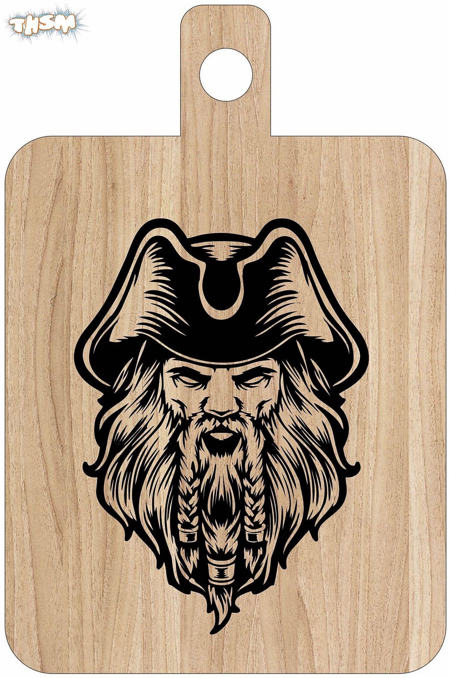 Laser Engraving Pirates Captain Art On Cutting Board Free Vector