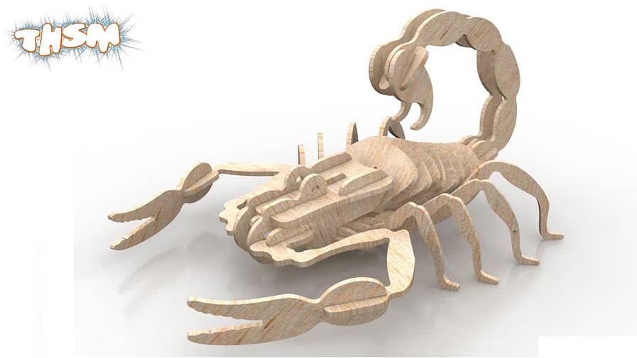 Scorpion 3D Puzzle Insect 3mm DXF File Free Download - 3axis.co