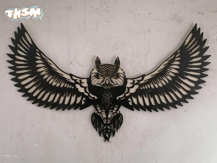 Laser Cut Flying Owl Wall Decor Free Vector