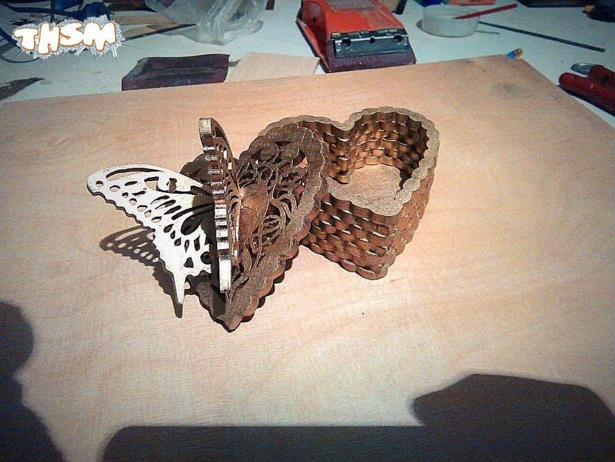 Butterfly Heart Box DXF File Free Download - 3axis.co