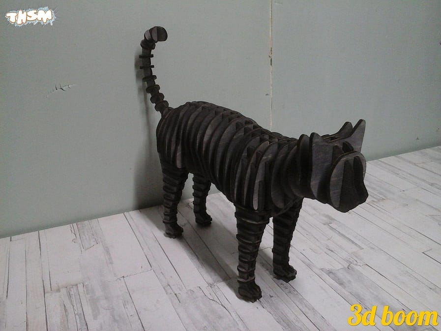 Cat Standing 3D Puzzle Laser Cut 4mm Free Vector cdr Download - 3axis.co