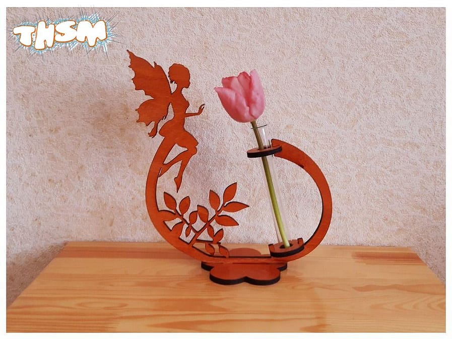 Laser Cut Flower Holder with Fairy Free Vector cdr Download - 3axis.co