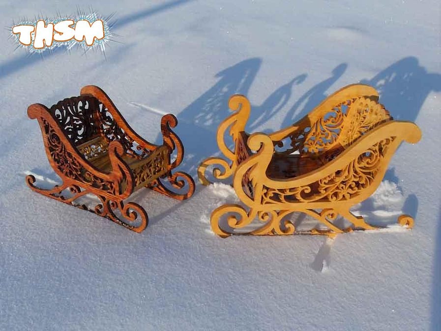 Santa Sleigh Laser Cut Plywood PDF File Free Download - 3axis.co