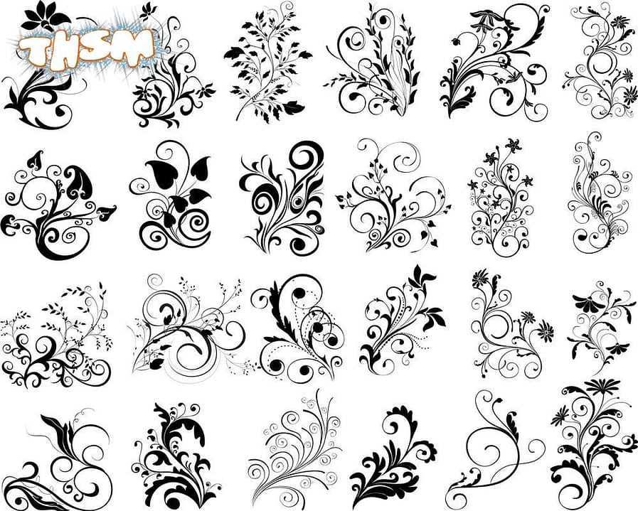 Floral Swirl Art Elements for Design (.eps) Free Vector Download - 3axis.co