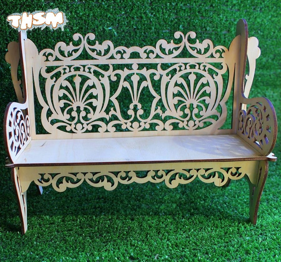 Laser Cut Wooden Decorative Bench 3mm Free Vector