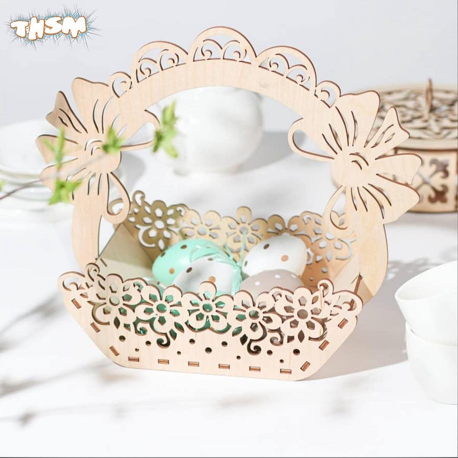 Laser Cut Decorative Candy Basket Gourmet Chocolate Easter Gift Basket Free Vector